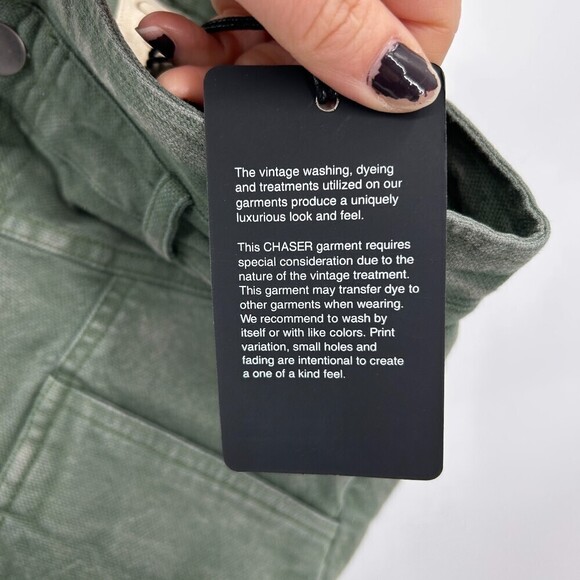 NWT CHASER Vintage Green High Rise Moto Utility Distressed Skinny Jeans Small - Picture 8 of 8